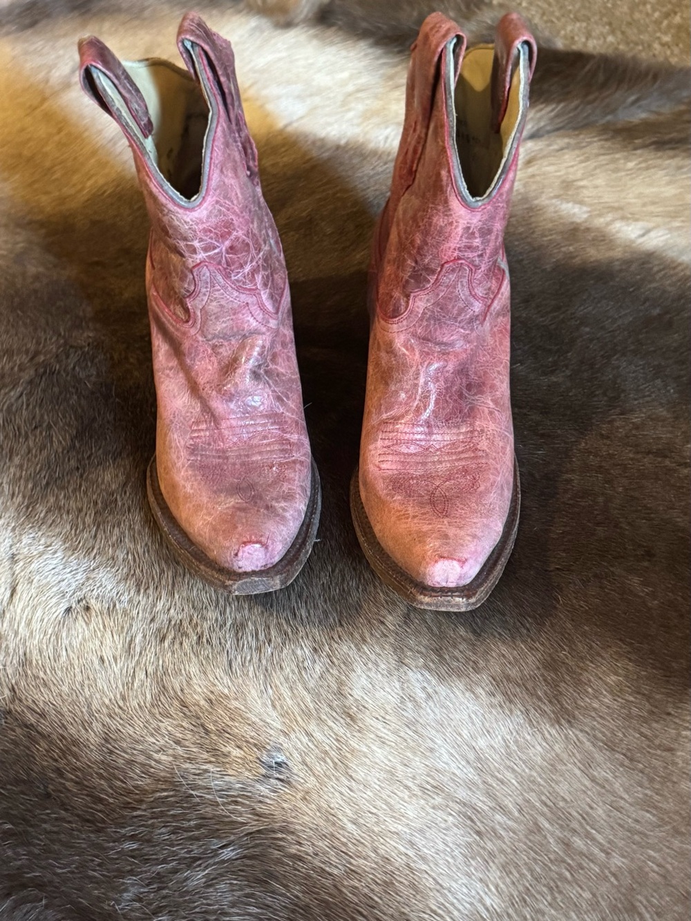 Women’s reddish Pink Western Ankle Boots - Classic Cowgirl Style